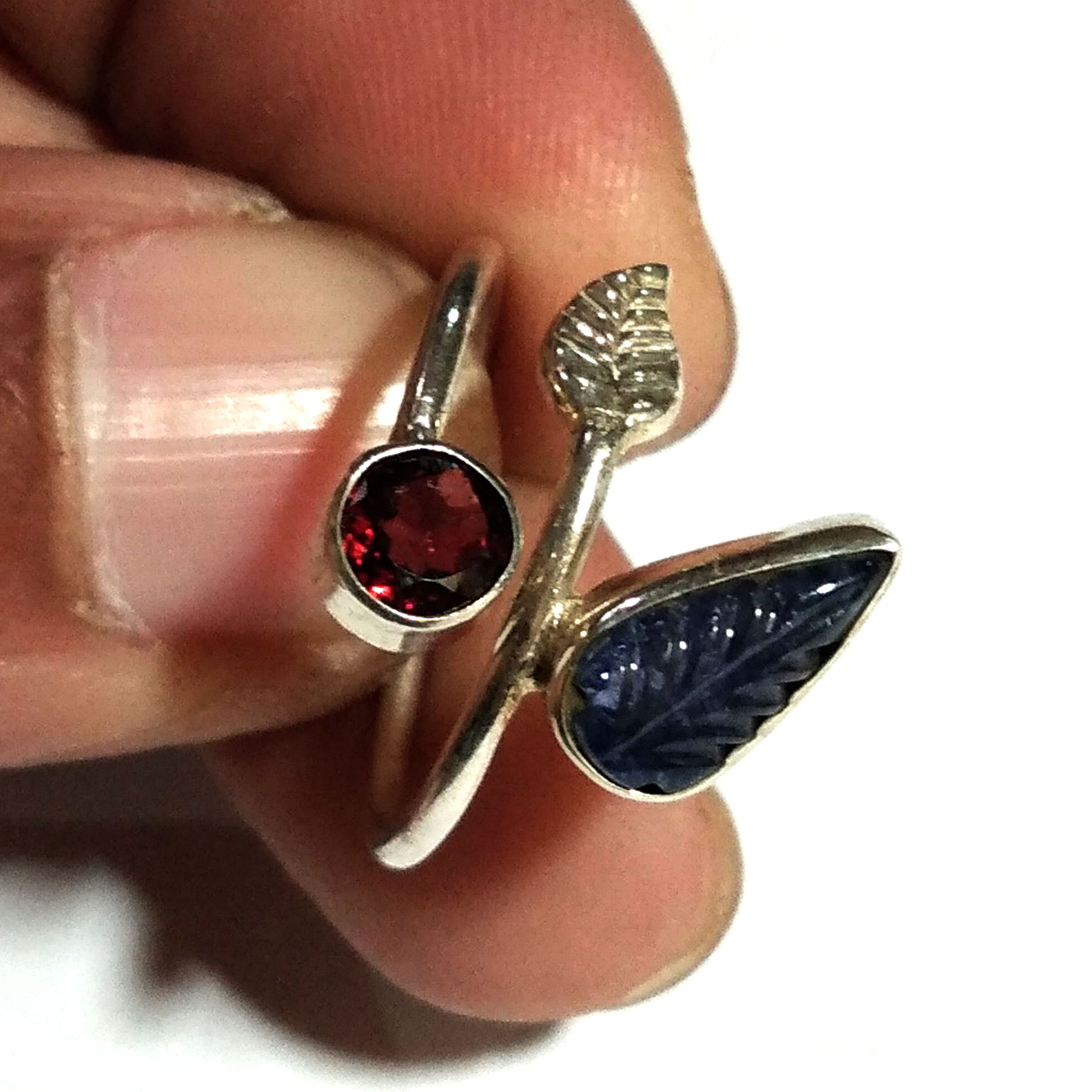 Natural Iolite Carving Ring, 925 Solid Starling Silver Ring, Jewelry Pear Shape Top Color Iolite Carving Ring, Gift for Her